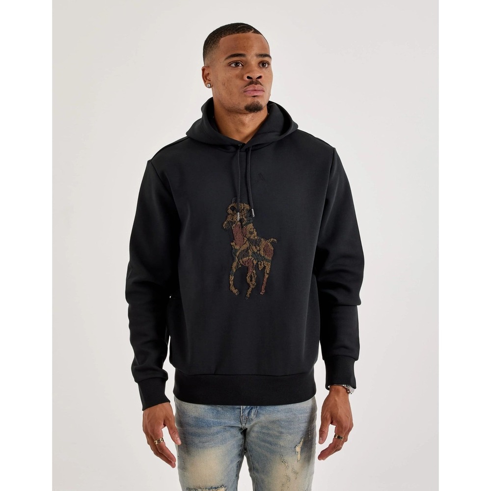 Polo Ralph Lauren Mens SZ MED Big Pony Camo Fleece Hoodie Black Sweatshirt